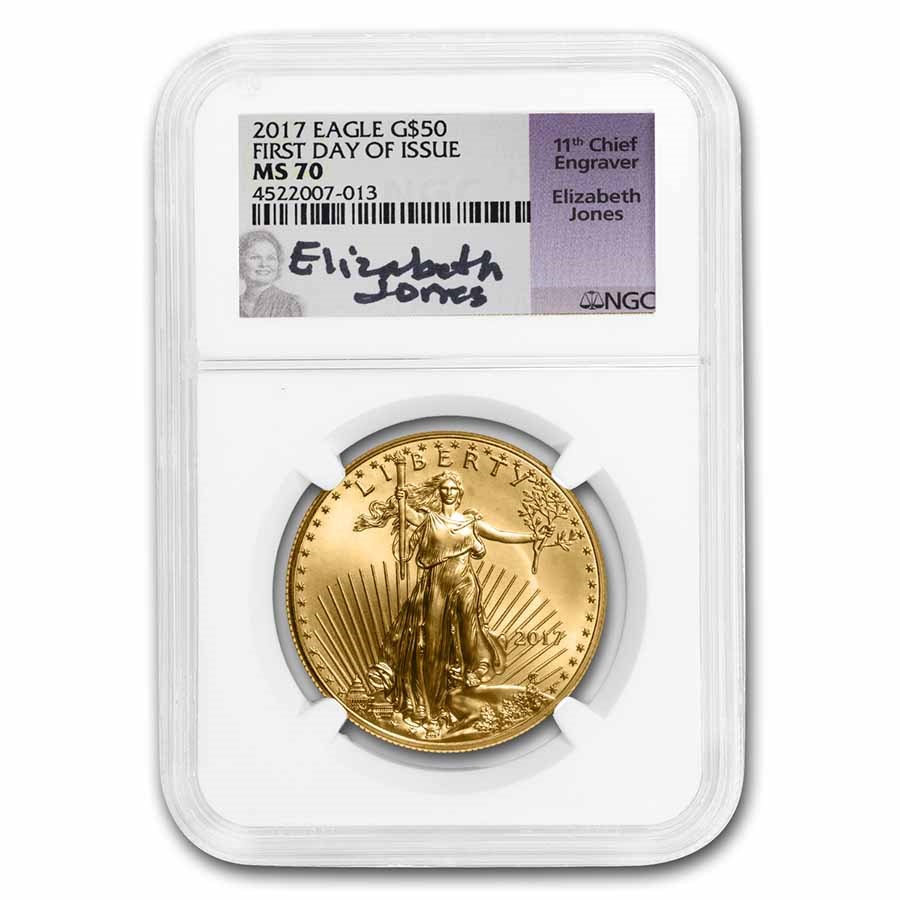 2017 1 oz American Gold Eagle MS-70 NGC (FDI, Elizabeth Signed)