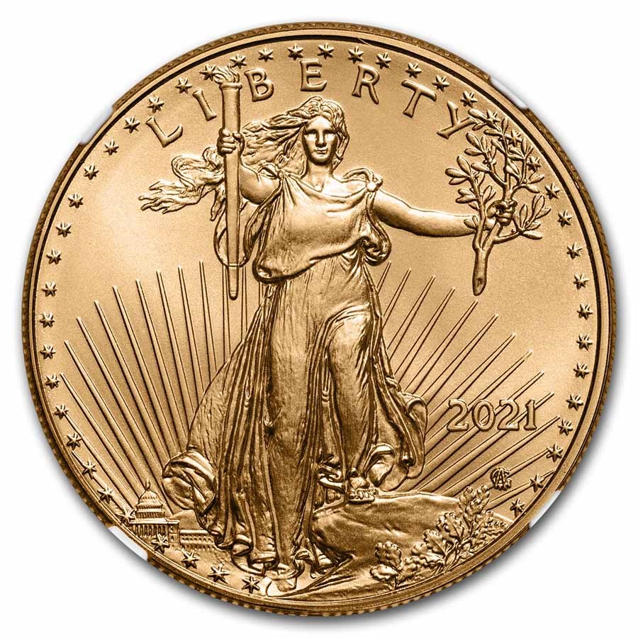 2021 1 oz American Gold Eagle (Type 2) MS-70 NGC (FDI)