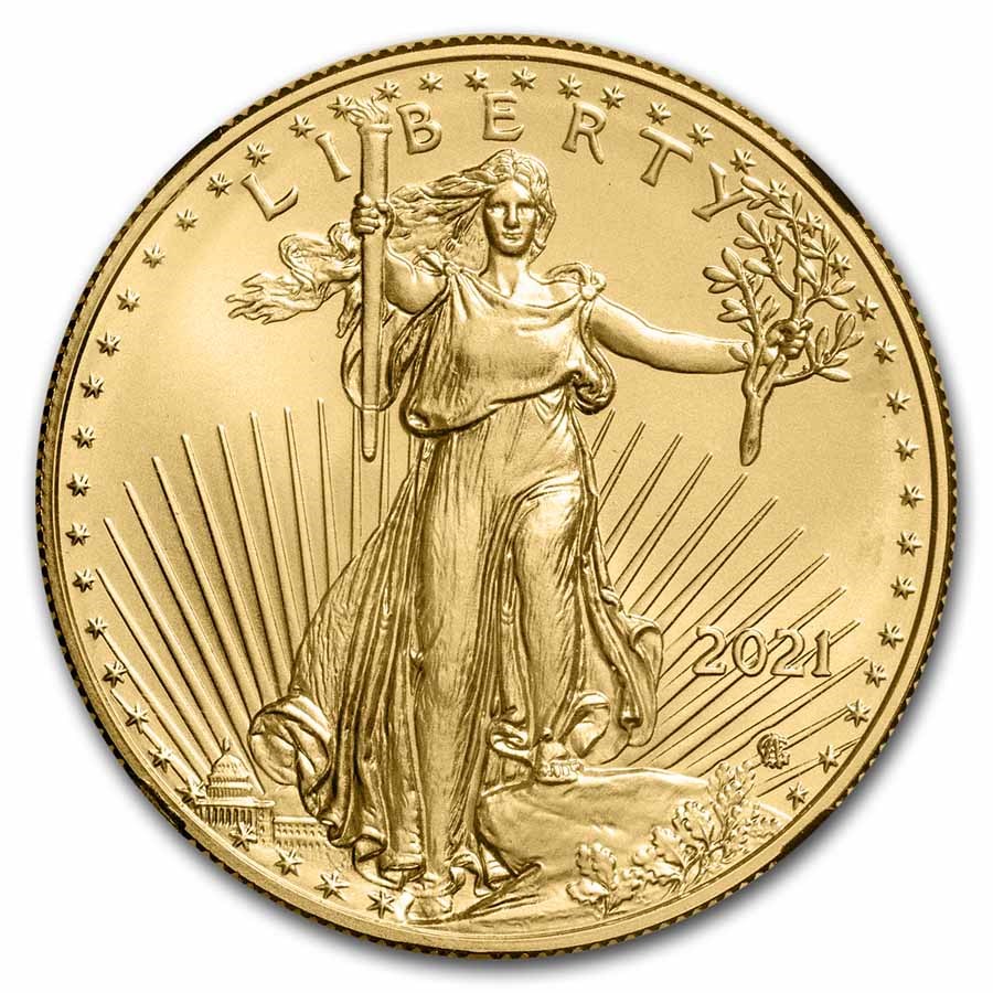 2021 1 oz American Gold Eagle (Type 2) MS-70 NGC (FR, Gold Label)