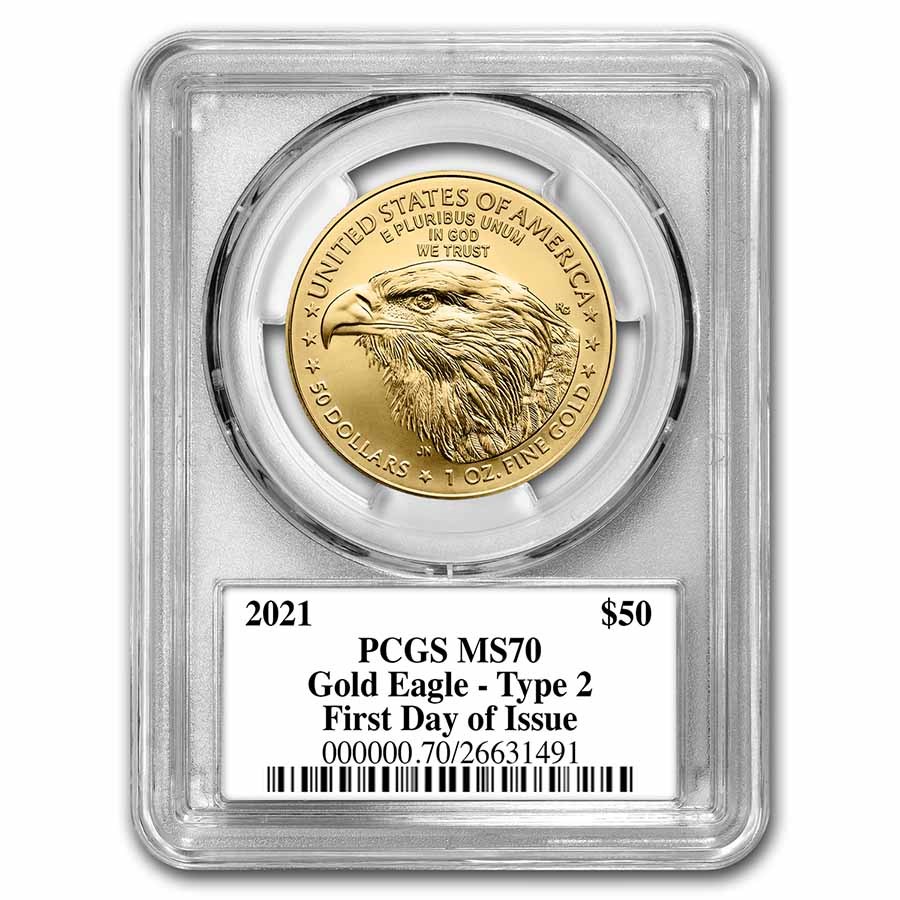 2021 1 oz Gold Eagle (Type 2) MS-70 PCGS (FDI, Black Label)