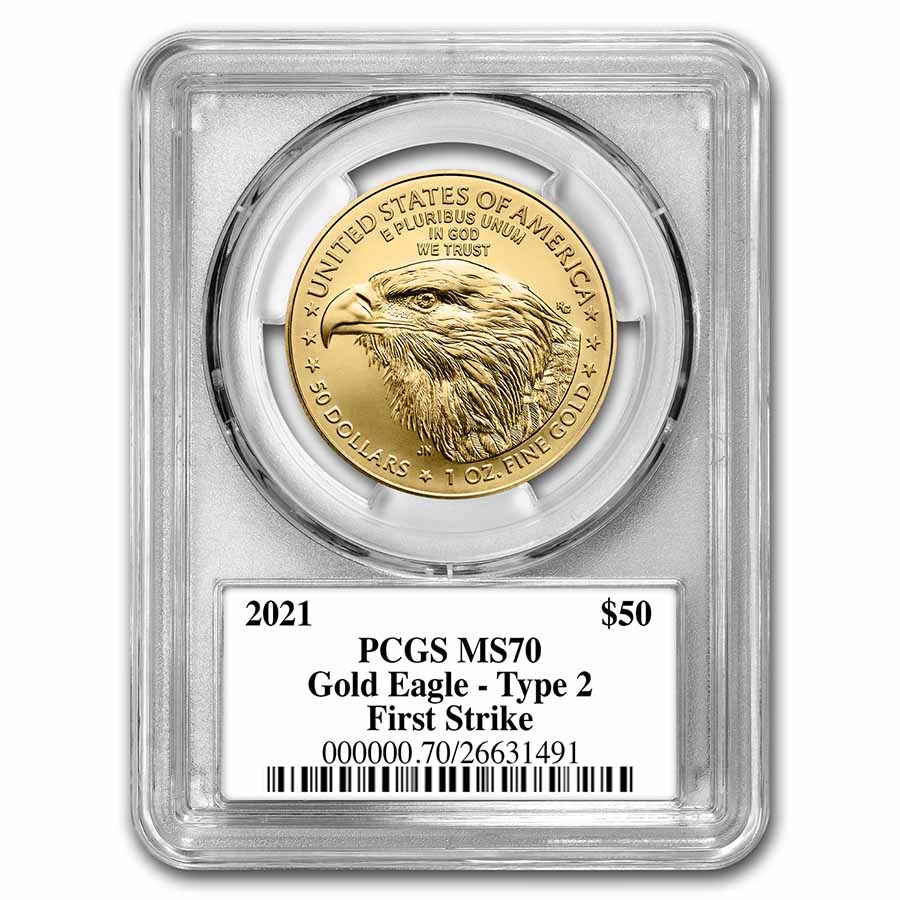2021 1 oz American Gold Eagle (Type 2) MS-70 PCGS (FS, Black)